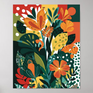 Abstracte levendige bloemenkunst poster