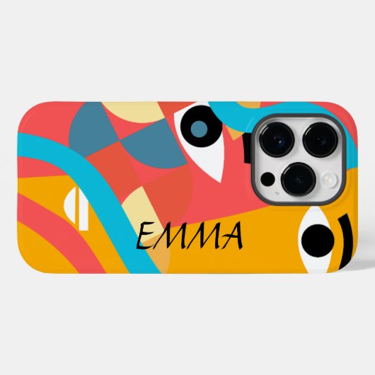 Abstracte levendige kleur gezicht Art iPhone Case (Achterkant (horizontaal))