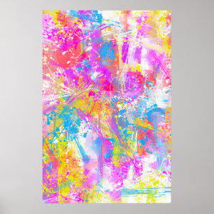 Abstracte levendige kleurrijke verfstreken poster