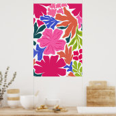 Abstracte levendige lichte en gedurfde Floral Wall Poster (Keuken)