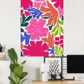 Abstracte levendige lichte en gedurfde Floral Wall Poster (Thuiskantoor)