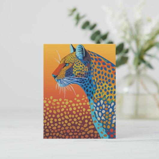 Abstracte Levendige Luipaard Kunst Briefkaart (Staand voorkant)