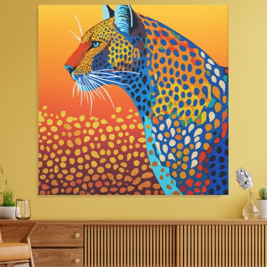 Abstracte Levendige Luipaard Kunst Canvas Afdruk (Insitu (Woonkamer))