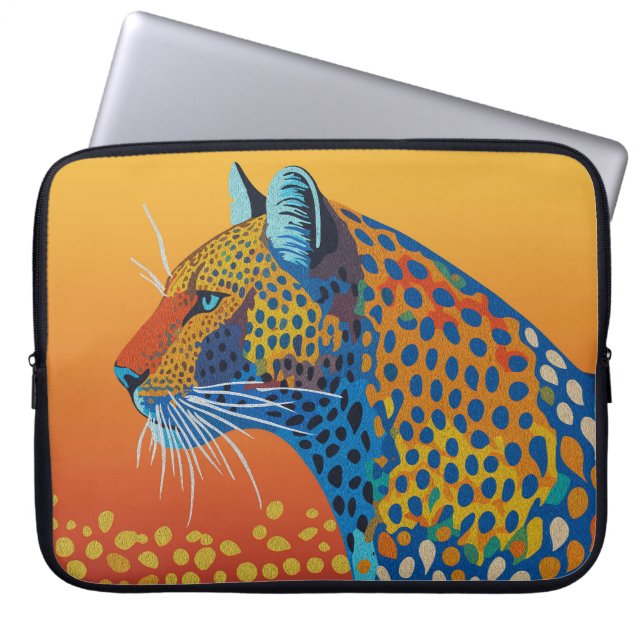 Abstracte Levendige Luipaard Kunst Laptop Sleeve (Voorkant)