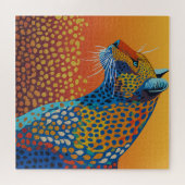 Abstracte levendige luipaardkunst legpuzzel (Horizontaal)