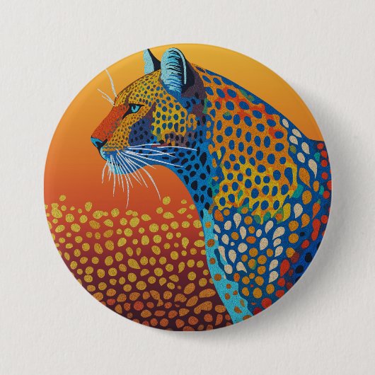 Abstracte levendige luipaardkunst ronde button 7,6 cm (Voorkant)