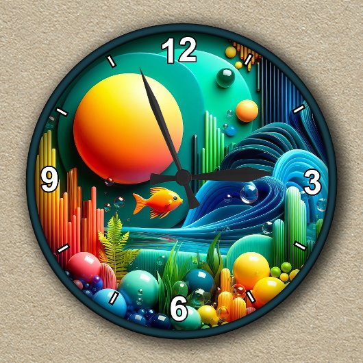  Abstracte levendige oceaan Ronde Klok