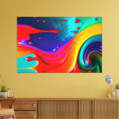 Abstracte Levendige Paint Drip Art Canvasprint Canvas Afdruk (Insitu (Woonkamer))