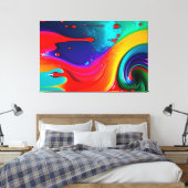 Abstracte Levendige Paint Drip Art Canvasprint Canvas Afdruk (Insitu (Slaapkamer))