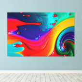 Abstracte Levendige Paint Drip Art Canvasprint Canvas Afdruk (Insitu (Houten vloer))