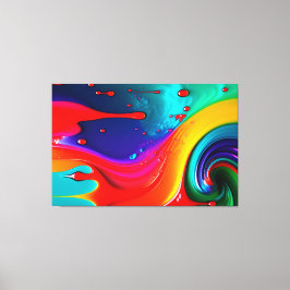 Abstracte Levendige Paint Drip Art Canvasprint Canvas Afdruk