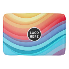 Abstracte Levendige Regenbooggolven | Voeg uw Logo Badmat