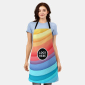 Abstracte levendige regenbooggolven | Voeg uw Logo Schort (Gedragen)