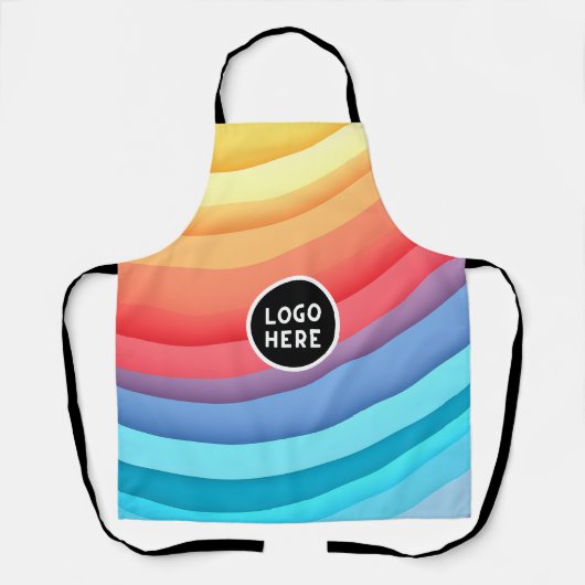 Abstracte levendige regenbooggolven | Voeg uw Logo Schort (Voorkant)