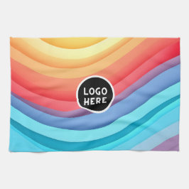 Abstracte Levendige Regenbooggolven | Voeg uw Logo Theedoek