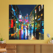 Abstracte levendige straatscène kleurendruk canvas afdruk (Insitu (Woonkamer))