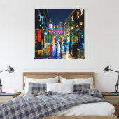 Abstracte levendige straatscène kleurendruk canvas afdruk (Insitu (Slaapkamer))