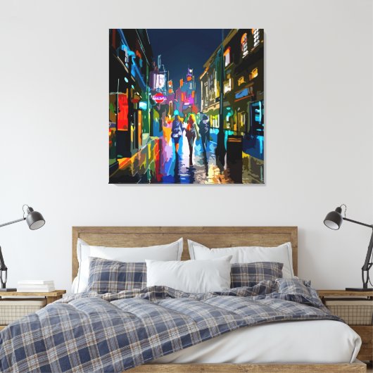 Abstracte levendige straatscène kleurendruk canvas afdruk (Insitu (Slaapkamer))