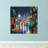 Abstracte levendige straatscène kleurendruk canvas afdruk (Insitu (Houten vloer))