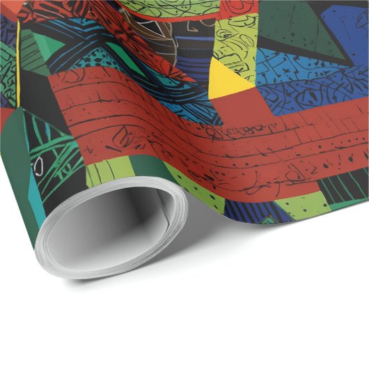 Abstracte Levendige Tribal Afro-Amerikaanse Gift Cadeaupapier (Rol Hoek)
