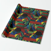 Abstracte Levendige Tribal Afro-Amerikaanse Gift Cadeaupapier (Uitgerold)