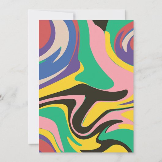 Abstracte levendige vormen chique bruiloft kaart (Achterkant)