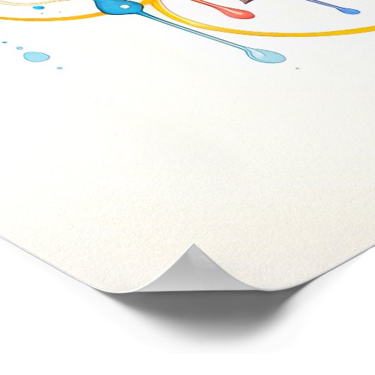 Abstracte levendige Waterverf Flower Art Poster (Hoek)