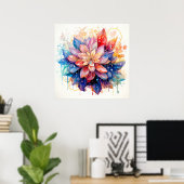 Abstracte levendige Waterverf Flower Art Poster (Thuiskantoor)