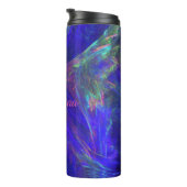 Abstracte levendige wervelingen van roze groen bl Thermosbeker (Geroteerd rechts)