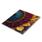 Abstracte levendige zonnebloem en zonnebloempitten tegeltje (Zijkant)