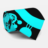 Abstracte levensboom - Cyaan en Zwart Stropdas (Opgerold)