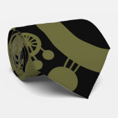 Abstracte levensboom - Diepe olijven Groen en Zwar Stropdas (Opgerold)