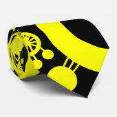 Abstracte levensboom - Geel en zwart Stropdas (Opgerold)