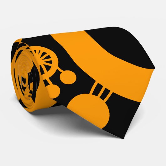 Abstracte levensboom - Oranje en zwart V2 Stropdas (Opgerold)