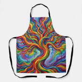 Abstracte Levensboom Regenboog Schort (Voorkant)