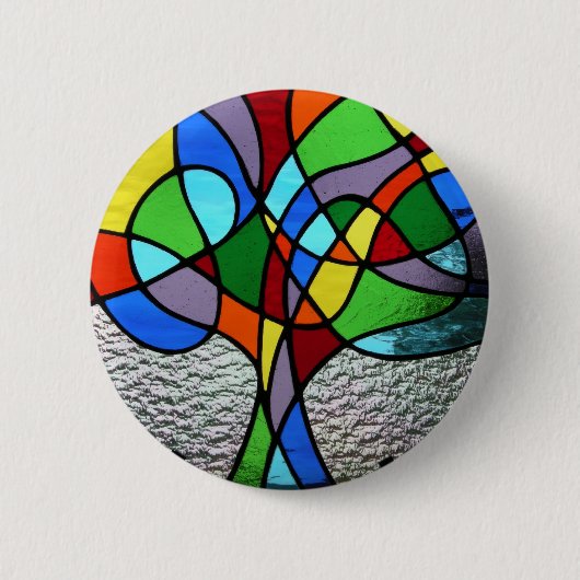 Abstracte levensboom ronde button 5,7 cm (Voorkant)
