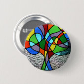 Abstracte levensboom ronde button 5,7 cm (Voorkant /achterkant)