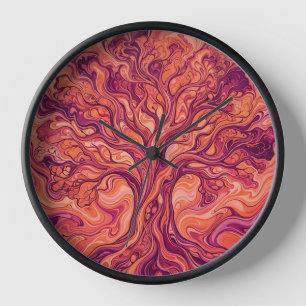 Abstracte Levensboom Zonsondergang Oranje Vloeibar