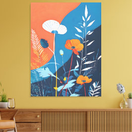 Abstracte Levensechte Bloemen Canvas Afdruk