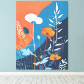 Abstracte Levensechte Bloemen Canvas Afdruk (Insitu (Houten vloer))