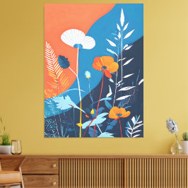 Abstracte Levensechte Bloemen Canvas Afdruk