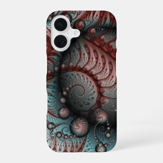 Abstracte Levensechte Fantasie Fractale Kunst Brui iPhone 16 Hoesje (Achterkant)