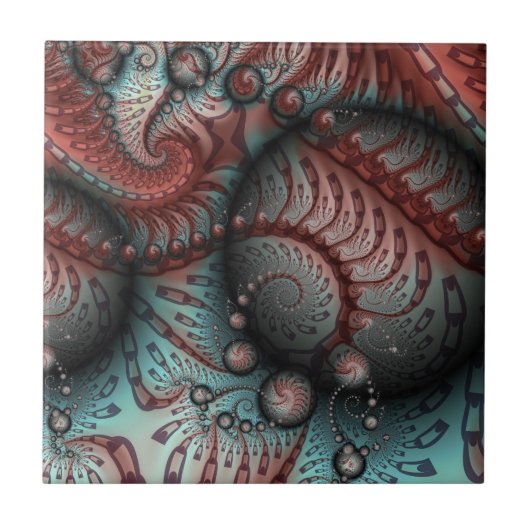 Abstracte Levensechte Fantasie Fractale Kunst Brui Tegeltje (Voorkant)