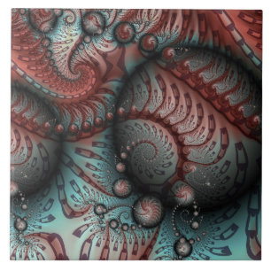 Abstracte Levensechte Fantasie Fractale Kunst Brui Tegeltje