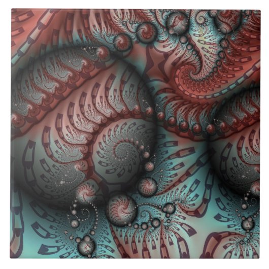Abstracte Levensechte Fantasie Fractale Kunst Brui Tegeltje (Voorkant)