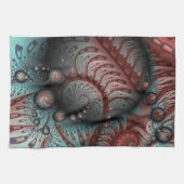Abstracte Levensechte Fantasie Fractale Kunst Brui Theedoek (Horizontaal)