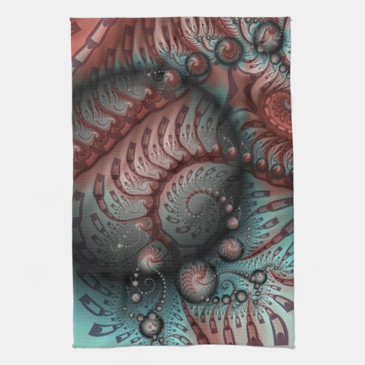 Abstracte Levensechte Fantasie Fractale Kunst Brui Theedoek (Verticaal)