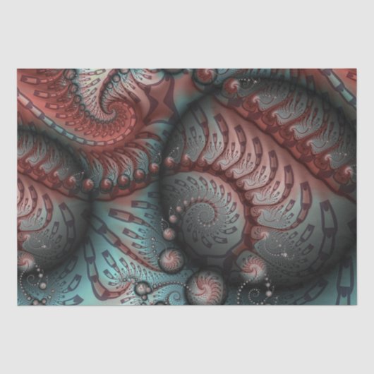 Abstracte Levensechte Fantasie Fractale Kunst Brui Tissuepapier (Voorkant)