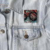 Abstracte Levensechte Fantasie Fractale Kunst Brui Vierkante Button 5,1 Cm (In situ)