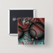 Abstracte Levensechte Fantasie Fractale Kunst Brui Vierkante Button 5,1 Cm (Voorkant /achterkant)
